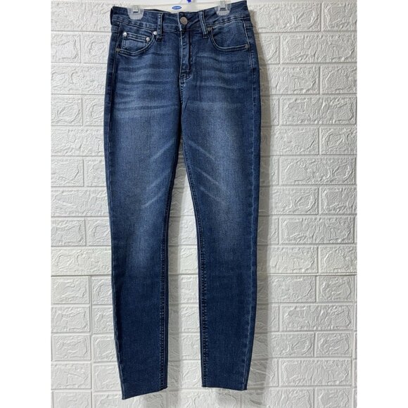 Cavalli Class NWOT High Rise Skinny Blue Raw Hem Jeans Women's Size 25 - Picture 1 of 6